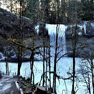 Silver Creek Falls In Winter