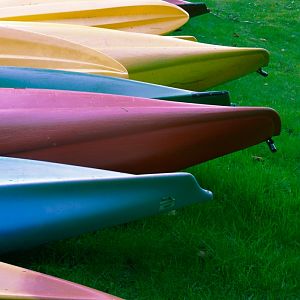 Kayaks on the lawn