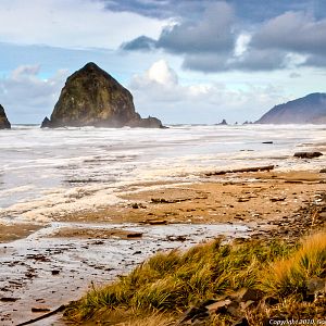 Haystack Rock on a Blustery Winter Day