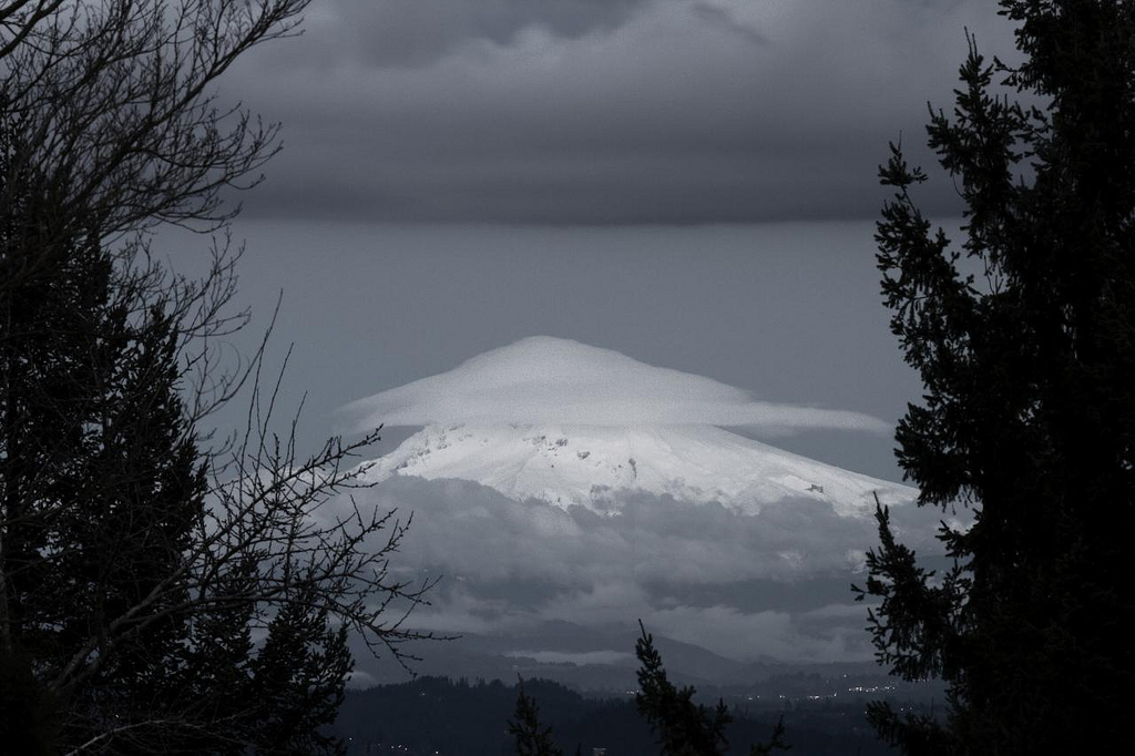 Mt. Hood with a cloud cap.