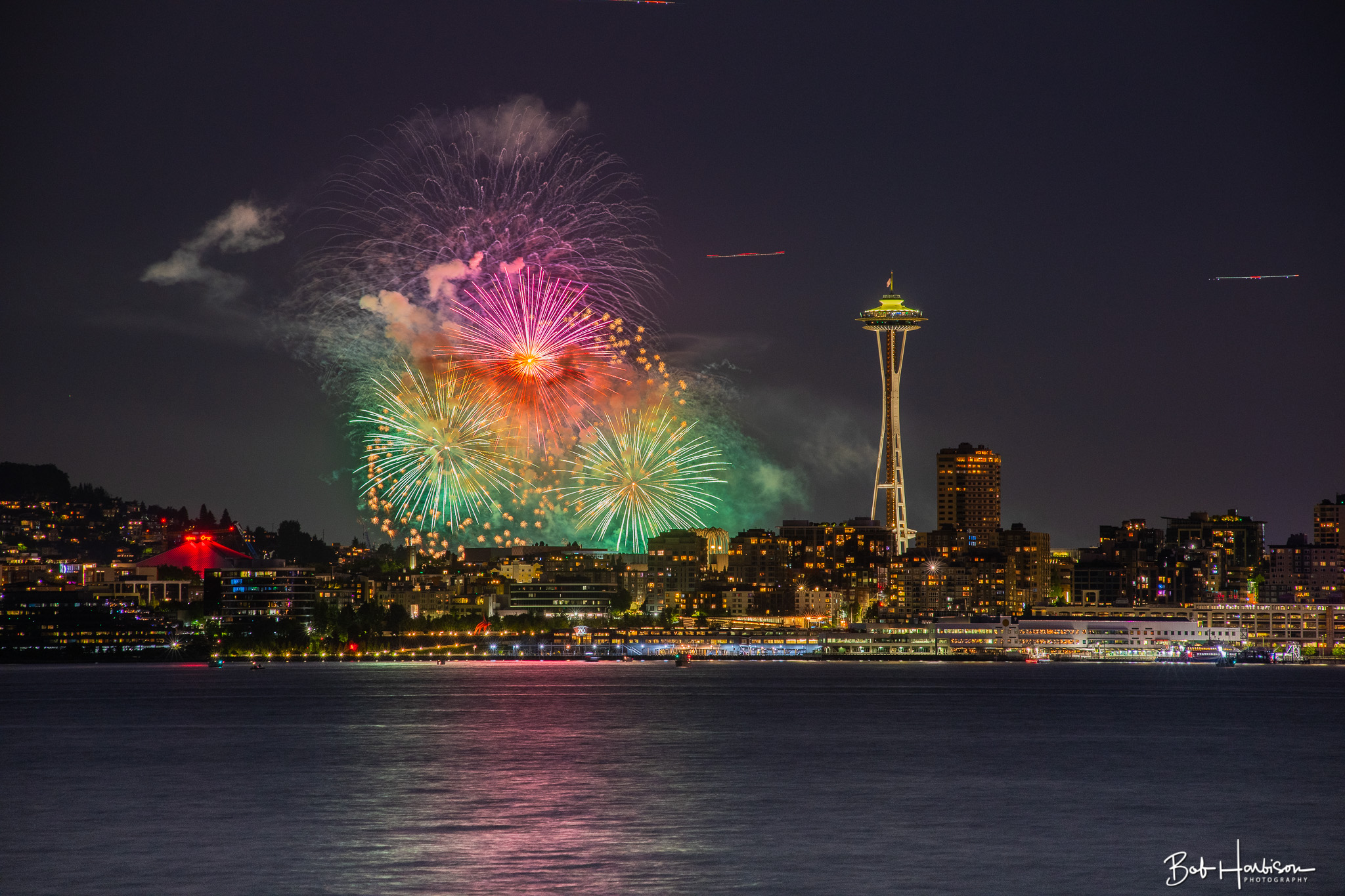 Space Needle and Fireworks on July 4th