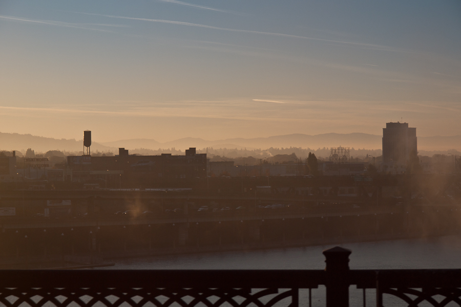 Early morning mist over the city