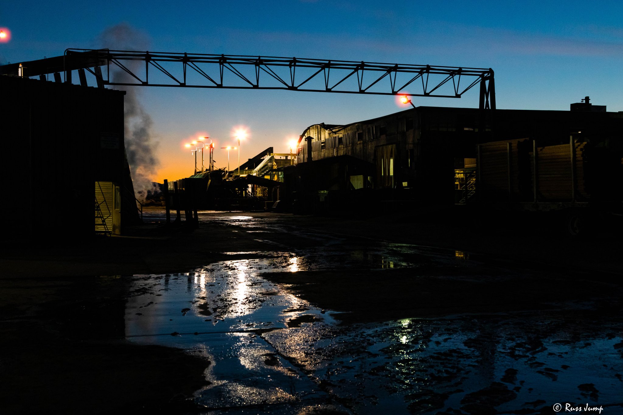 Industrial Plywood Mill. light halation emulation