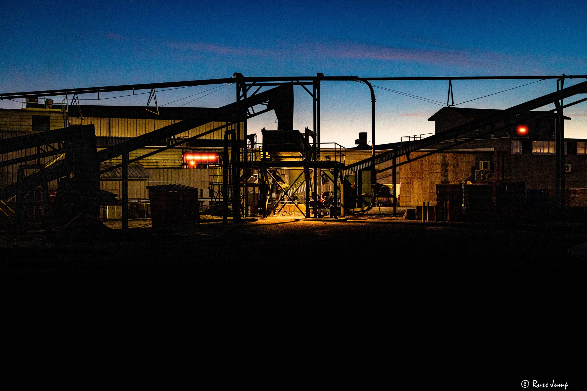 Industrial Plywood Mill. light halation emulation