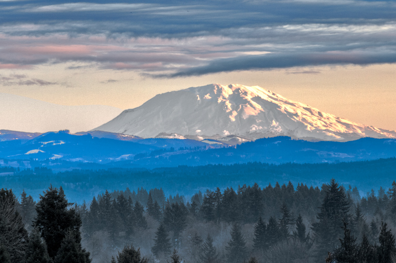 Mount Saint Helens Catches Early Morning Sun On New Years Day, 2011