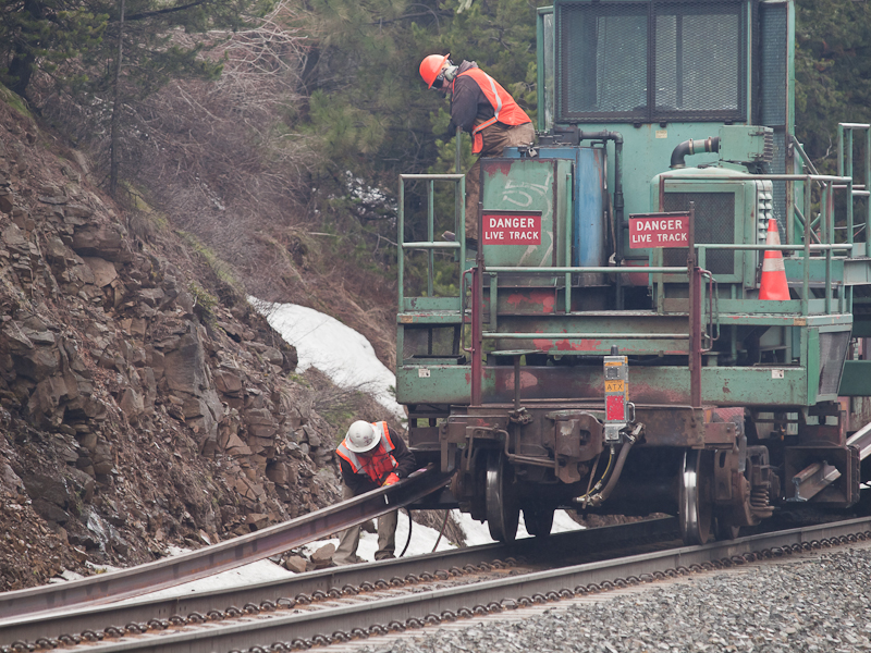 Rail Train delivering rail in the Blue Mts.