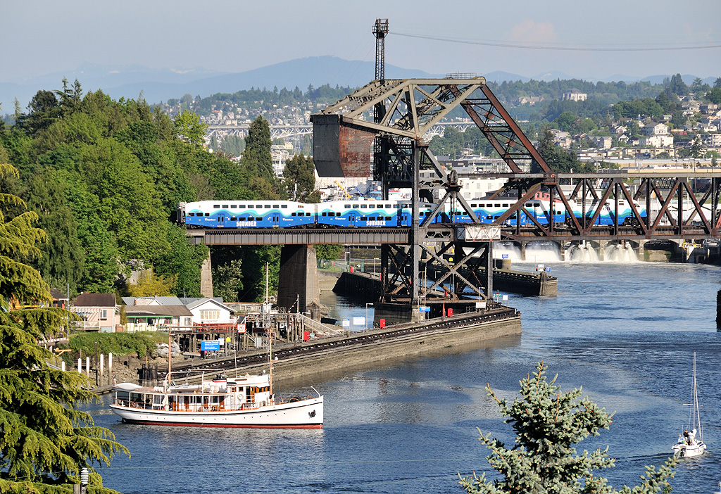 Sound Transit crossing the Salmon Bay Drawbridge