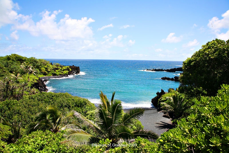 The black beach in Maui