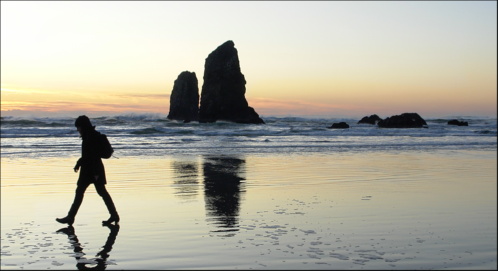 Winter coat on the coast